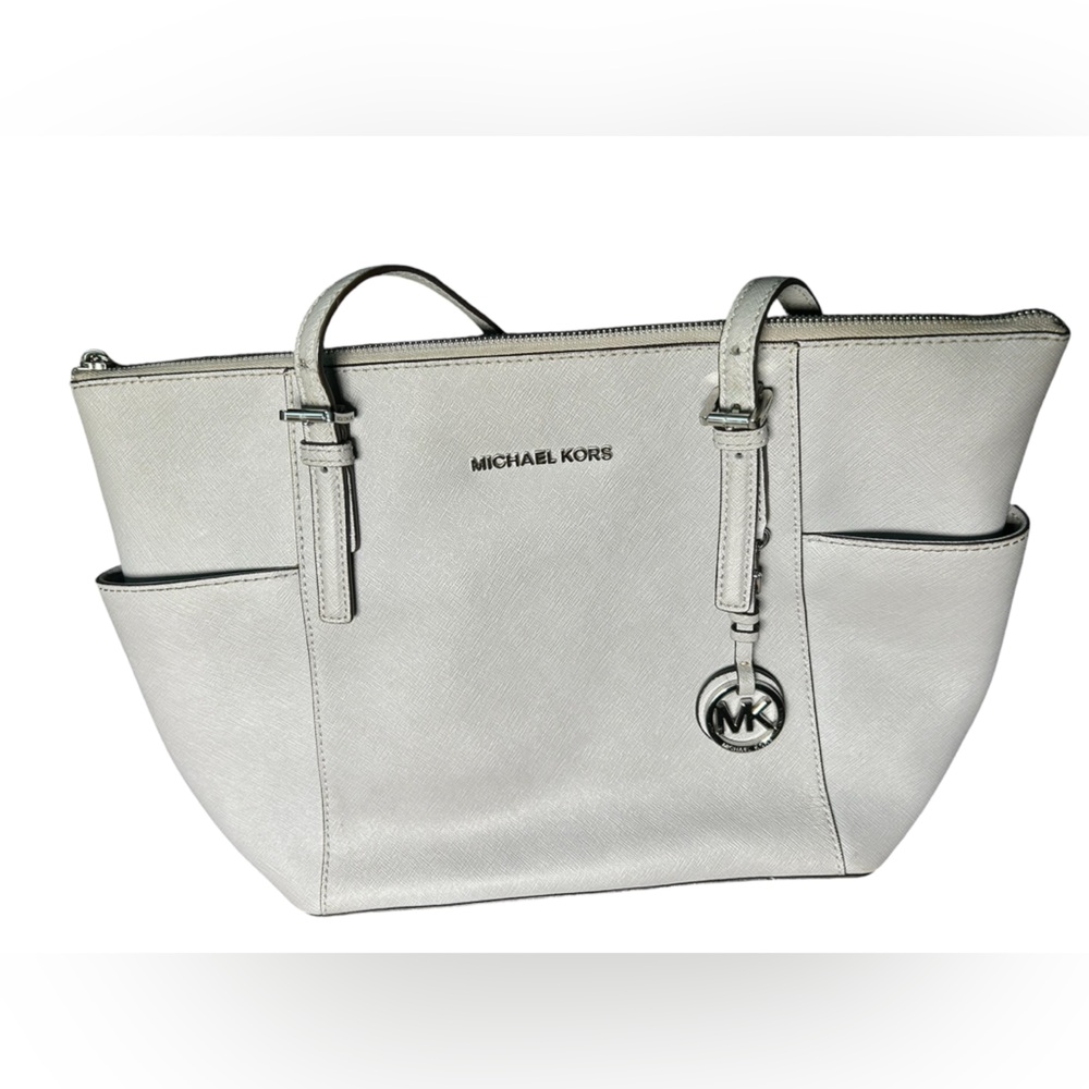 Michael Kors Silver-Gray Saffiano Leather Tote